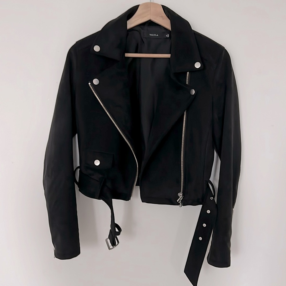 Aritzia Talula Black Faux Suede Moto Jacket XS - Picture 1 of 6